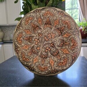 Vintage Copper & Brass Decorative Plate Tray 14.5'